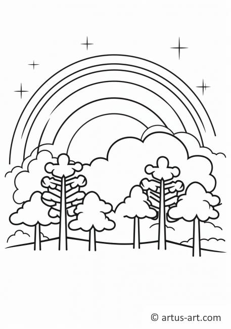 Gökkuşağı ve Orman Boyama Sayfası